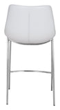 Zuo Modern Magnus 100% Polyurethane, Plywood, Stainless Steel Modern Commercial Grade Counter Stool Set - Set of 2 White, Silver 100% Polyurethane, Plywood, Stainless Steel