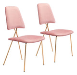 Zuo Modern Chloe 100% Polyester, Plywood, Steel Modern Commercial Grade Dining Chair Set - Set of 2 Pink, Gold 100% Polyester, Plywood, Steel