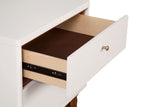 Alpine Furniture Dakota Two Drawer Nightstand 1974-02 White with Acorn Accents Mahogany Solids & Veneer 21 x 16 x 26