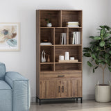 Gallatin Contemporary Faux Wood Cube Unit Bookcase, Walnut and Black Noble House