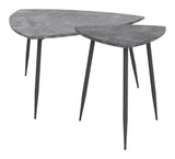 English Elm EE2662 MDF, Steel Modern Commercial Grade Accent Table Set Gray, Black MDF, Steel