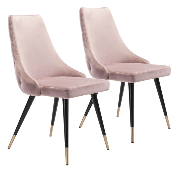 Zuo Modern Piccolo 100% Polyester, Plywood, Steel Modern Commercial Grade Dining Chair Set - Set of 2 Pink, Black, Gold 100% Polyester, Plywood, Steel