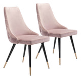 Zuo Modern Piccolo 100% Polyester, Plywood, Steel Modern Commercial Grade Dining Chair Set - Set of 2 Pink, Black, Gold 100% Polyester, Plywood, Steel