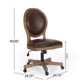 Noble House Pishkin French Country Upholstered Swivel Office Chair, Dark Brown and Natural