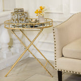 Sagebrook Home Glam Oval Gold Metal Accent Table, Mirror Top 12283-03 Gold Metal