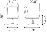 Zuo Modern Rory 100% Polyurethane, Plywood, Steel Modern Commercial Grade Accent Chair Gray, Chrome 100% Polyurethane, Plywood, Steel