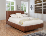 Alpine Furniture Sophia Standard King Faux Leather Platform Bed, Brown 6902EK-BRN Brown Faux Leather with plywood wooden frame 90 x 83 x 44