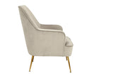 Alpine Furniture Rebecca Leisure Chair, Grey 9010-1-GRY Grey with Gold Legs Velour Fabric with Rubberwood Solid Frame 28 x 28 x 35