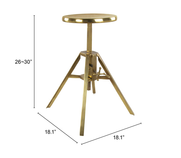 Zuo Modern Mercy Iron, MDF, Aluminum Modern Commercial Grade Stool Gold Iron, MDF, Aluminum