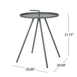 Vida Outdoor Modern 16.5" Side Table with Steel Legs - Gray Noble House
