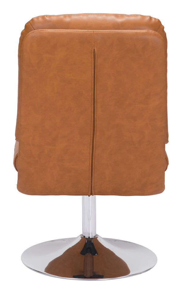 Zuo Modern Rory 100% Polyurethane, Plywood, Steel Modern Commercial Grade Accent Chair Brown, Chrome 100% Polyurethane, Plywood, Steel