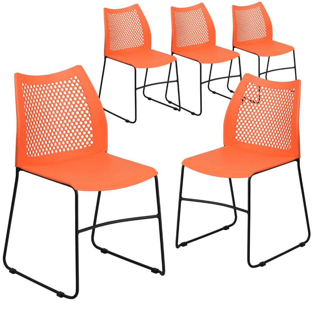 English Elm EE2442 Classic Commercial Grade Plastic Stack Chair Orange EEV-15953