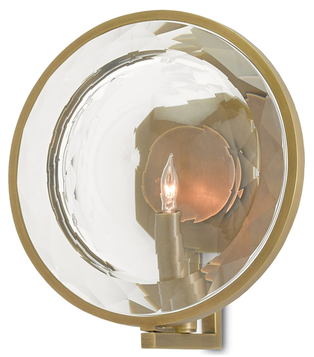 MarjieScope Wall Sconce - Antique Brass Designer Fixture with Crystal Prism for Elegant Lighting