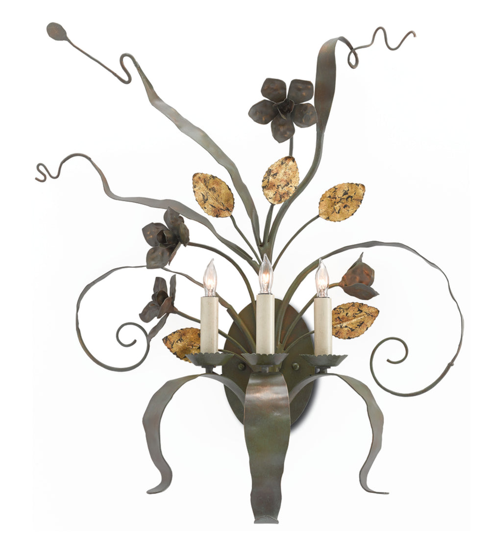 Westley Wall Sconce - Whimsical Verdigris & Antique Gold Leaf Design from Bunny Williams Collection