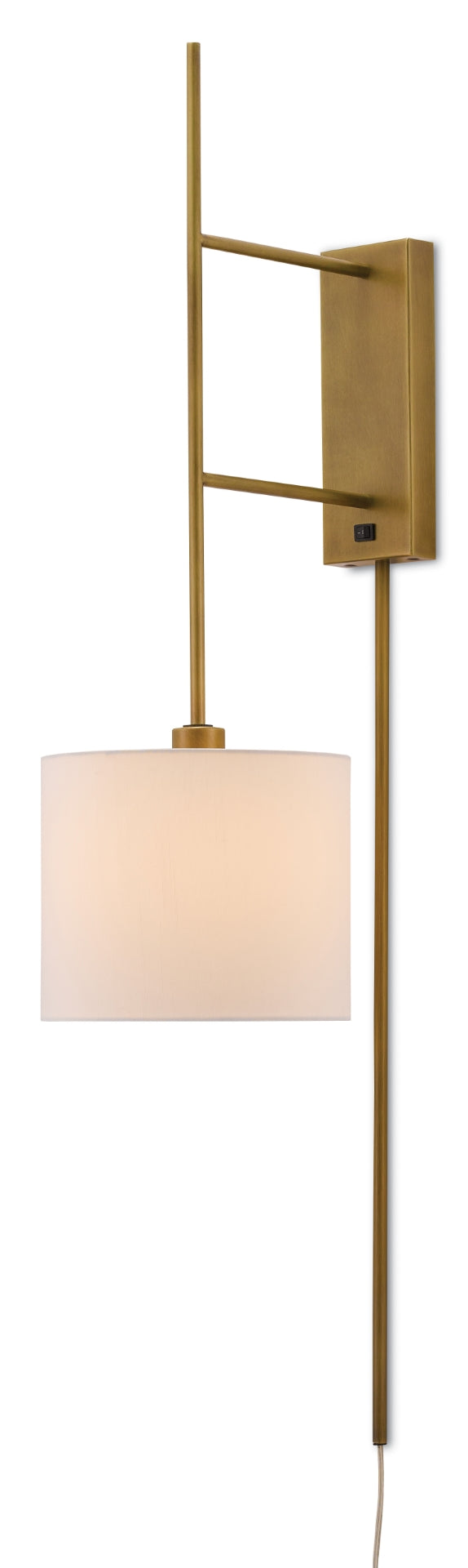 Savill Wall Sconce - Antique Brass, Contemporary Design with Off-White Shade & 8' Cord for Elegance