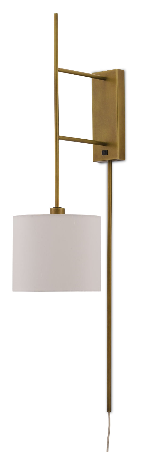 Savill Wall Sconce - Antique Brass, Contemporary Design with Off-White Shade & 8' Cord for Elegance