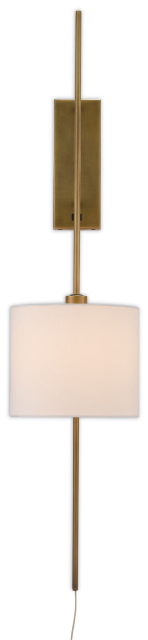 Savill Wall Sconce - Antique Brass, Contemporary Design with Off-White Shade & 8' Cord for Elegance