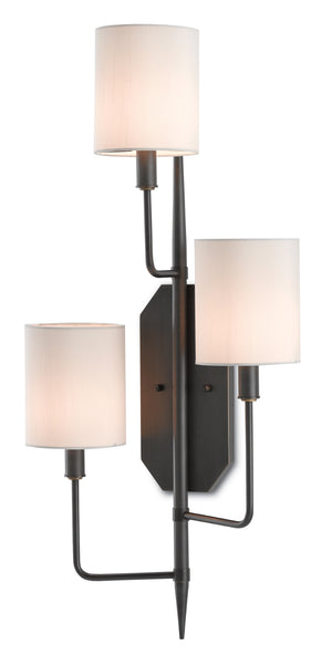 Knowsley Wall Sconce - Elegant Oil-Rubbed Bronze Fixture with Off-White Shades for Modern Spaces