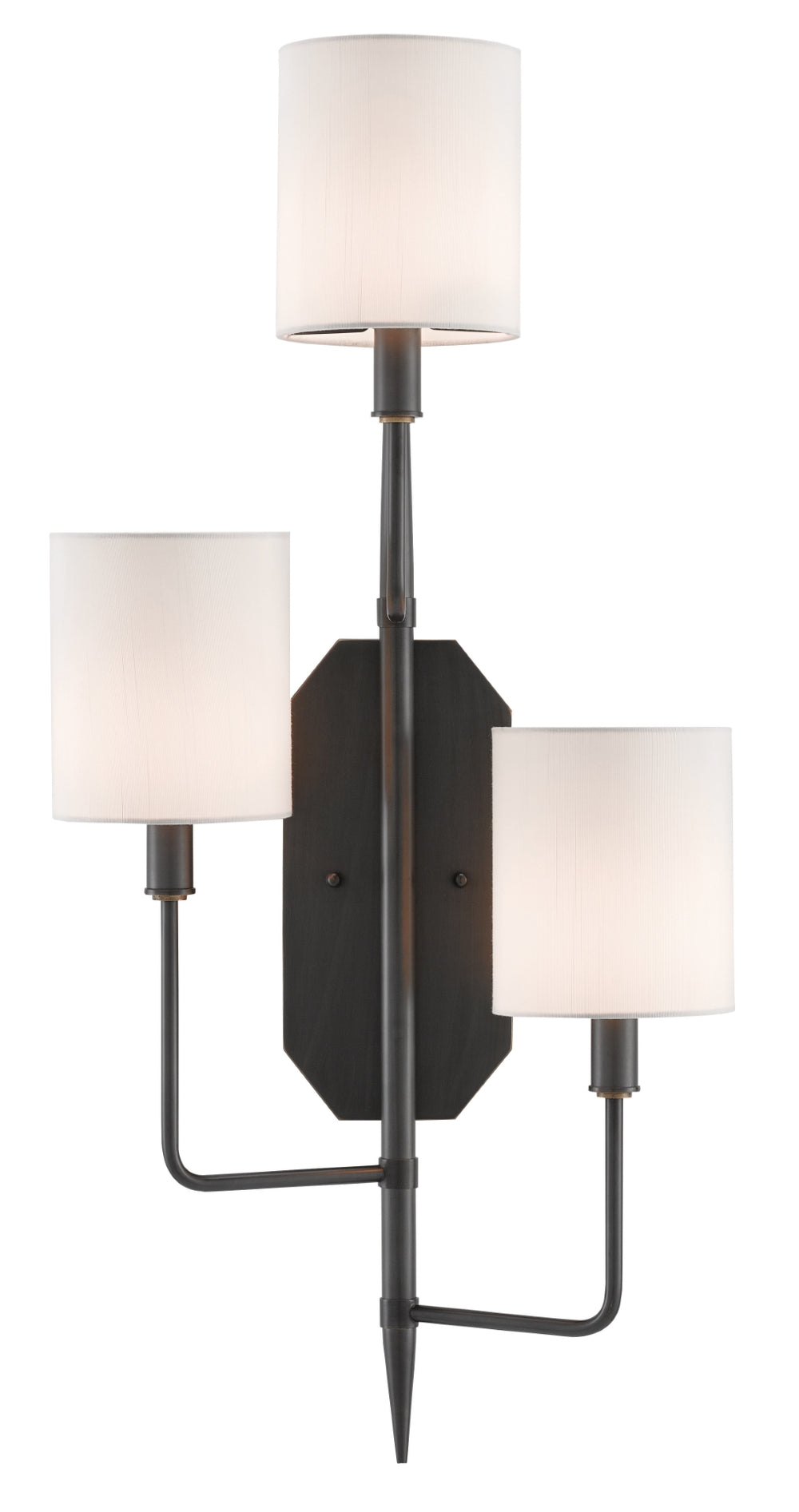 Knowsley Wall Sconce, Left - Elegant Oil-Rubbed Bronze Finish with Off-White Shades for Stunning Decor