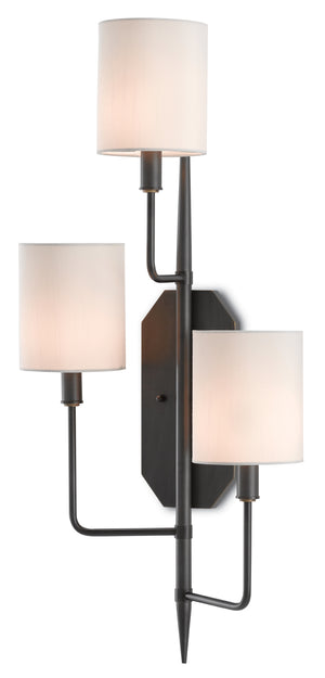 Knowsley Wall Sconce, Left - Elegant Oil-Rubbed Bronze Finish with Off-White Shades for Stunning Decor