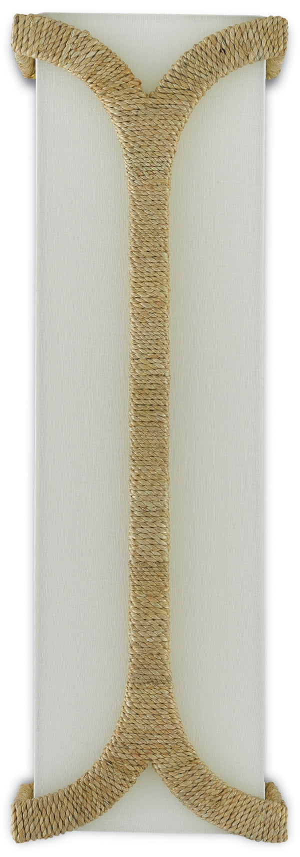 Carthay Wall Sconce - Elegant Curved Design with Abacá Rope, Linen Shade & Dark Gold Leaf Finish