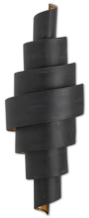 Chiffonade Wall Sconce - Elegant Wrought Iron Design with Antique Black & Gold Finish for Warm Glow