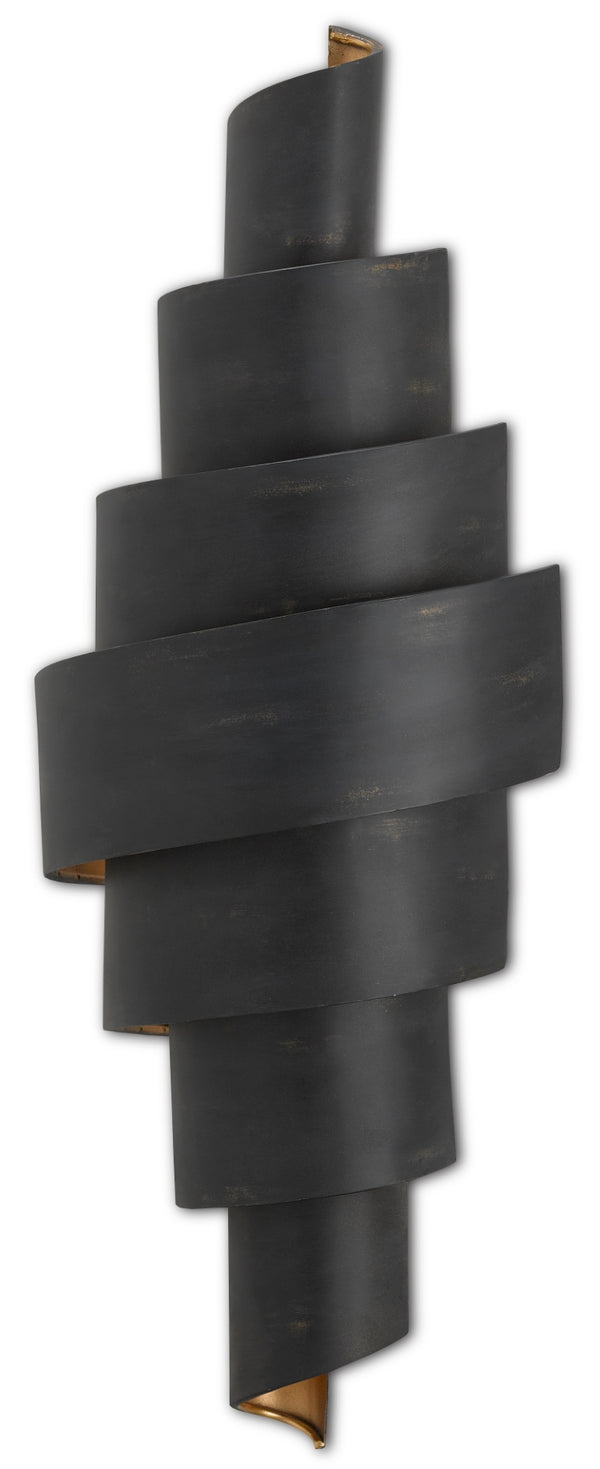 Chiffonade Wall Sconce - Elegant Wrought Iron Design with Antique Black & Gold Finish for Warm Glow