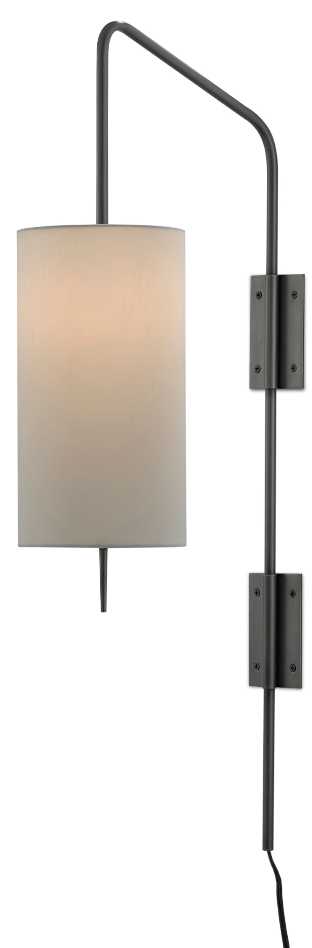 Tamsin Wall Sconce - Articulated Arm, Oil-Rubbed Bronze Finish, Elegant Off-White Shade Design