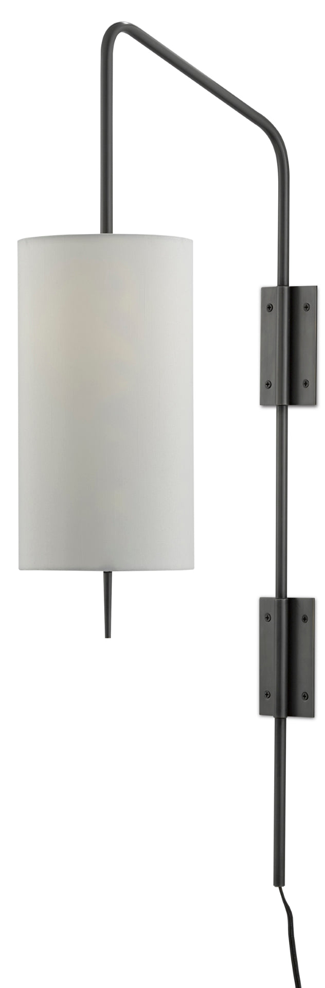 Tamsin Wall Sconce - Articulated Arm, Oil-Rubbed Bronze Finish, Elegant Off-White Shade Design