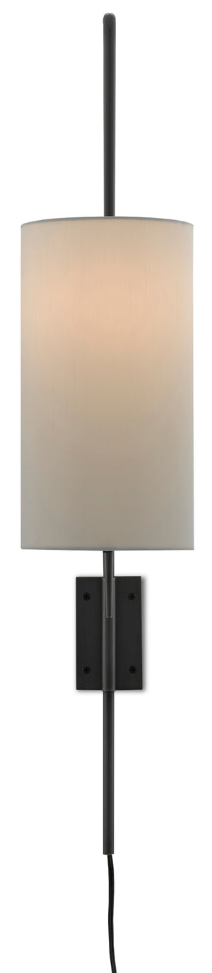Tamsin Wall Sconce - Articulated Arm, Oil-Rubbed Bronze Finish, Elegant Off-White Shade Design
