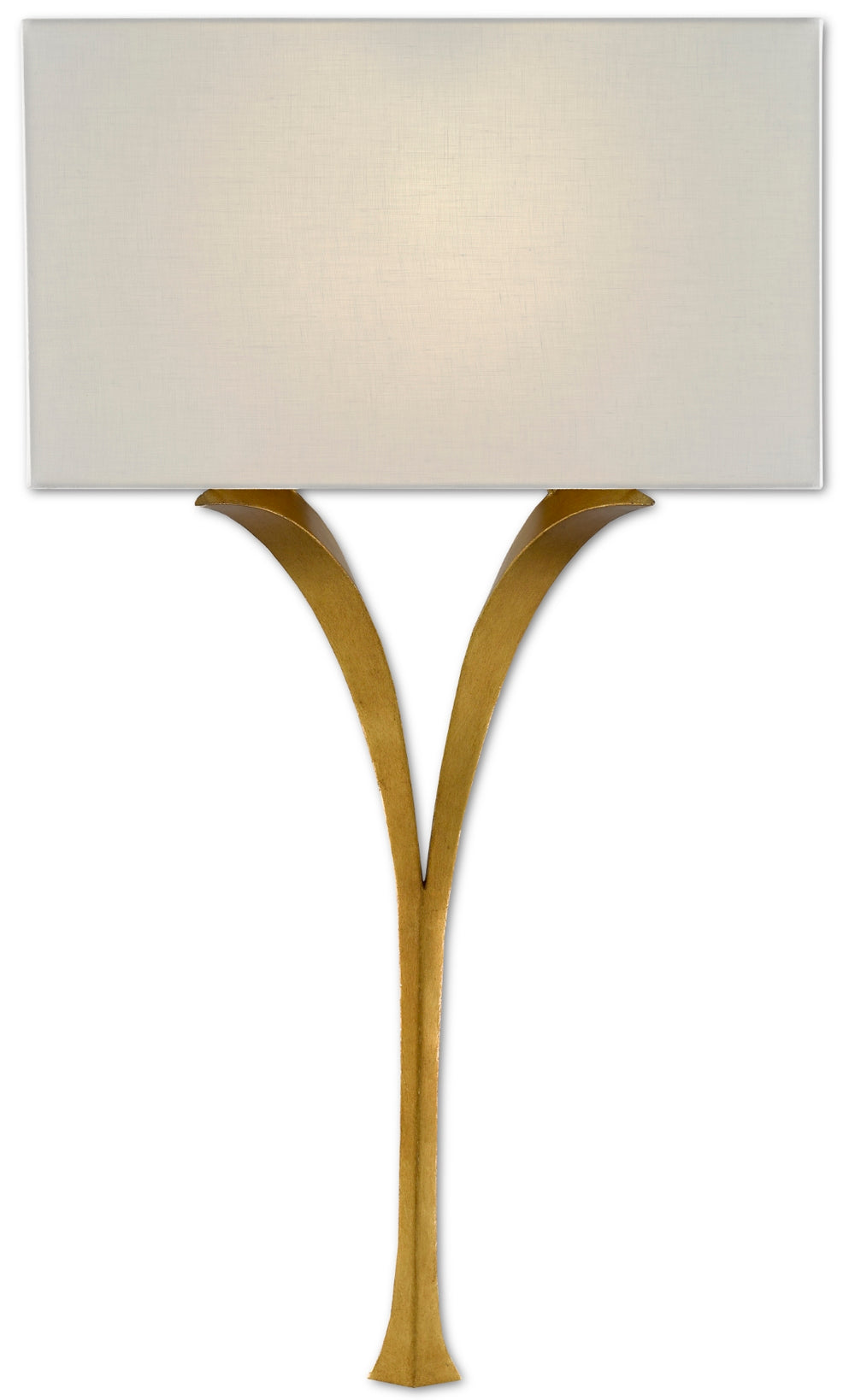 Choisy Wall Sconce - Elegant Antique Gold Leaf Wrought Iron Lighting with White Linen Shade Design