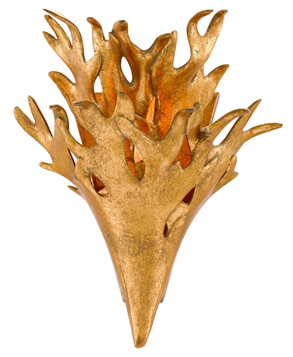 Formby Wall Sconce - Elegant Gold Leaf Design by Marjorie Skouras, Perfect for Damp Locations