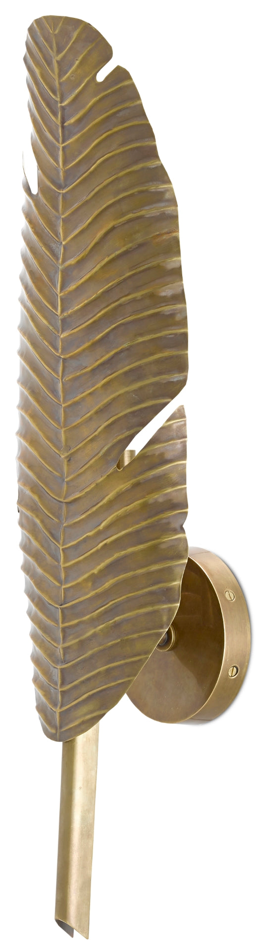 Tropical Leaf Wall Sconce - Vintage Brass, Elegant Design for Damp Locations, Perfect for Any Room