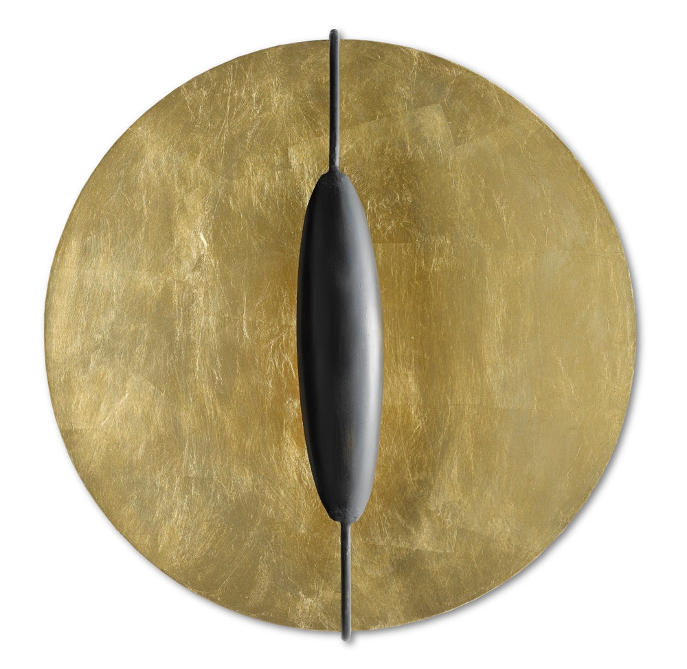 Pinders Contemporary Gold Leaf Wall Sconce with Elegant French Black Pod for Warm Illumination