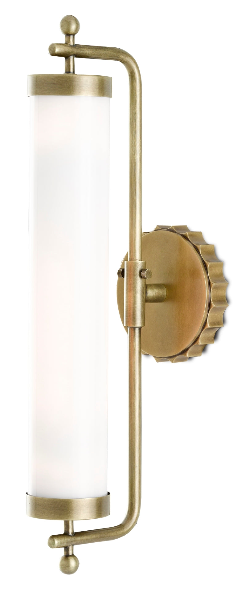 Latimer Brass Wall Sconce - Elegant Antique Finish, Designer Milk Glass Shade, Damp Location Certified