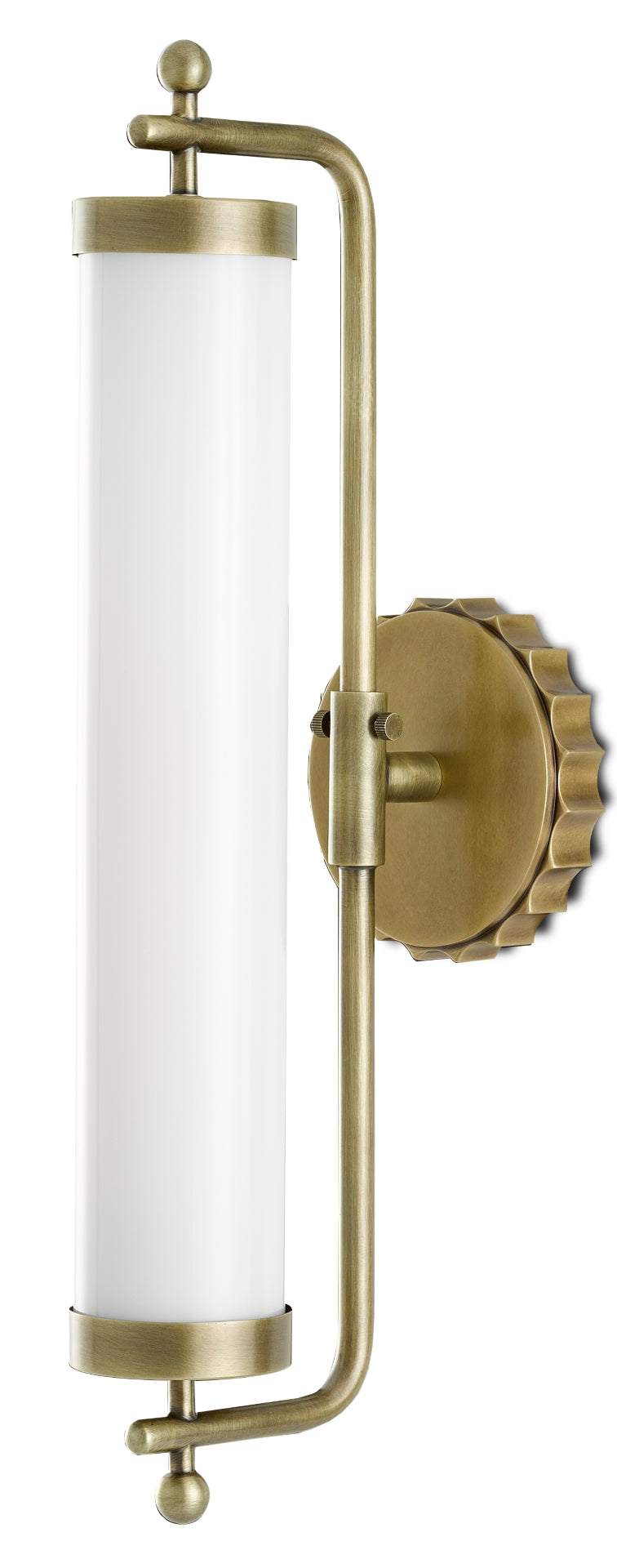 Latimer Brass Wall Sconce - Elegant Antique Finish, Designer Milk Glass Shade, Damp Location Certified