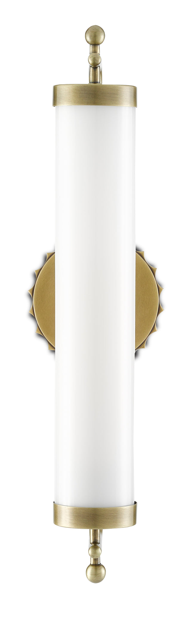 Latimer Brass Wall Sconce - Elegant Antique Finish, Designer Milk Glass Shade, Damp Location Certified