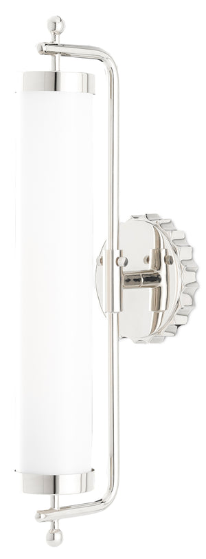 Latimer Polished Nickel Wall Sconce - Elegant Tubular Milk-Glass Shade for Stylish Indoor Lighting