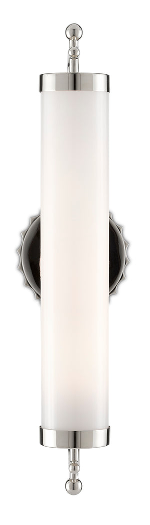 Latimer Polished Nickel Wall Sconce - Elegant Tubular Milk-Glass Shade for Stylish Indoor Lighting