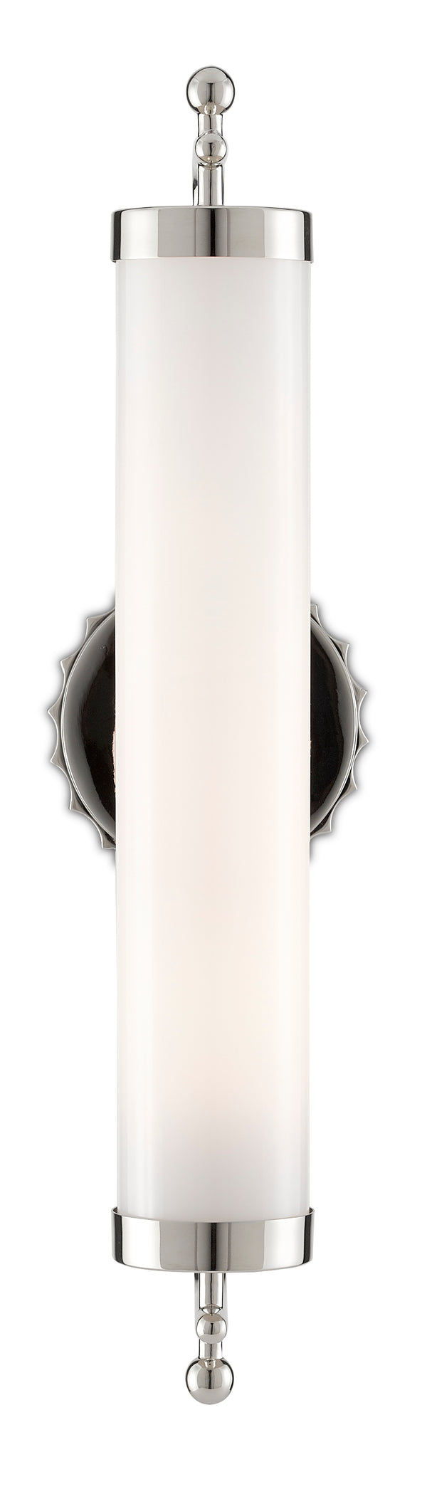 Latimer Polished Nickel Wall Sconce - Elegant Tubular Milk-Glass Shade for Stylish Indoor Lighting