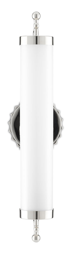 Latimer Polished Nickel Wall Sconce - Elegant Tubular Milk-Glass Shade for Stylish Indoor Lighting