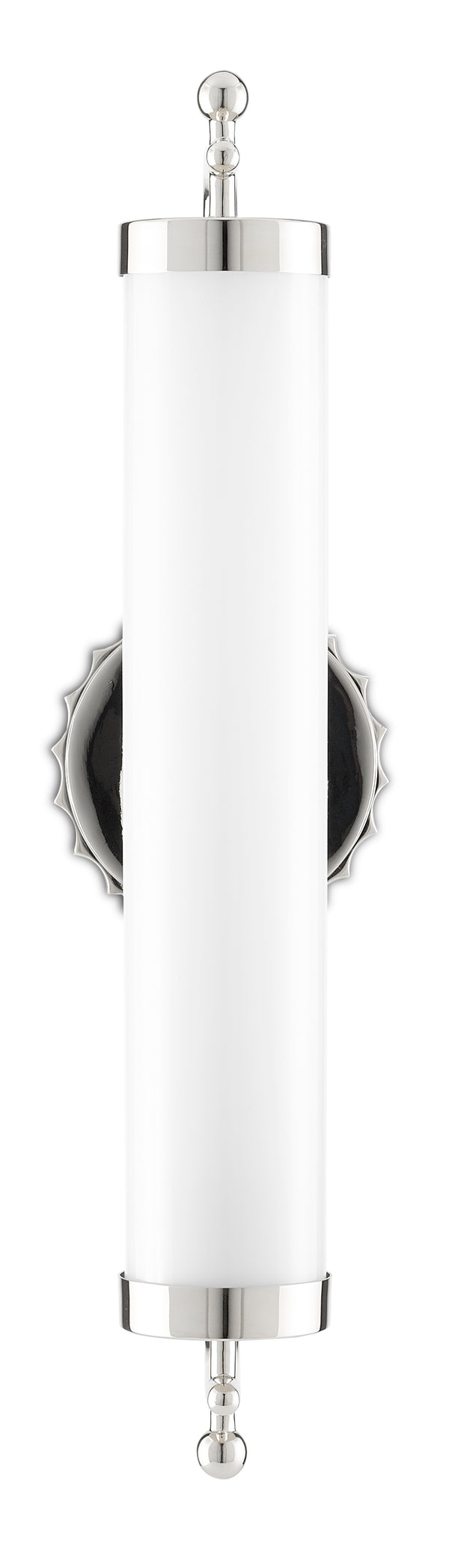 Latimer Polished Nickel Wall Sconce - Elegant Tubular Milk-Glass Shade for Stylish Indoor Lighting