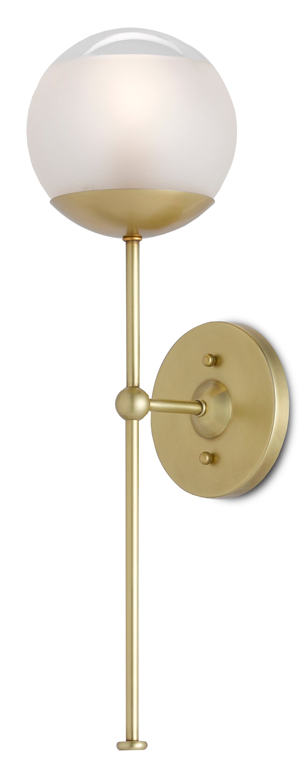 Montview Wall Sconce - Elegant Brushed Brass Design with Frosted Glass Globe, Damp Location Certified