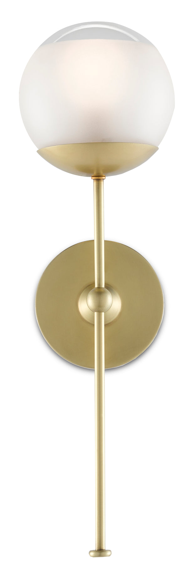 Montview Wall Sconce - Elegant Brushed Brass Design with Frosted Glass Globe, Damp Location Certified