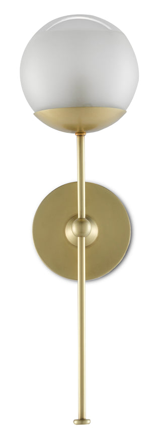 Montview Wall Sconce - Elegant Brushed Brass Design with Frosted Glass Globe, Damp Location Certified