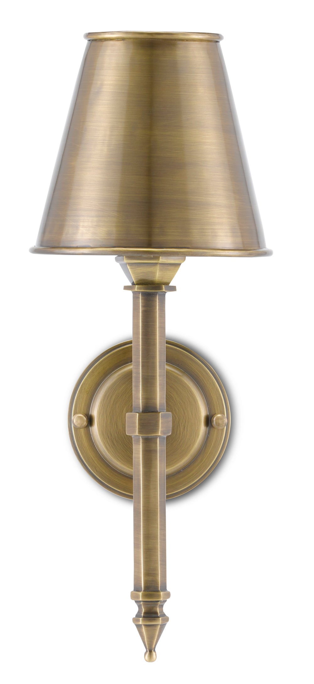 Wollaton Wall Sconce - Elegant Bunny Williams Antique Brass Lighting for Damp Locations, 15.75" High