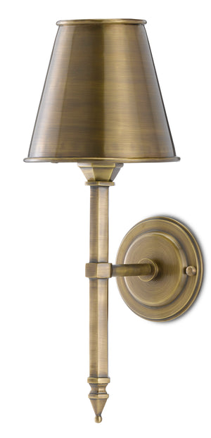 Wollaton Wall Sconce - Elegant Bunny Williams Antique Brass Lighting for Damp Locations, 15.75" High