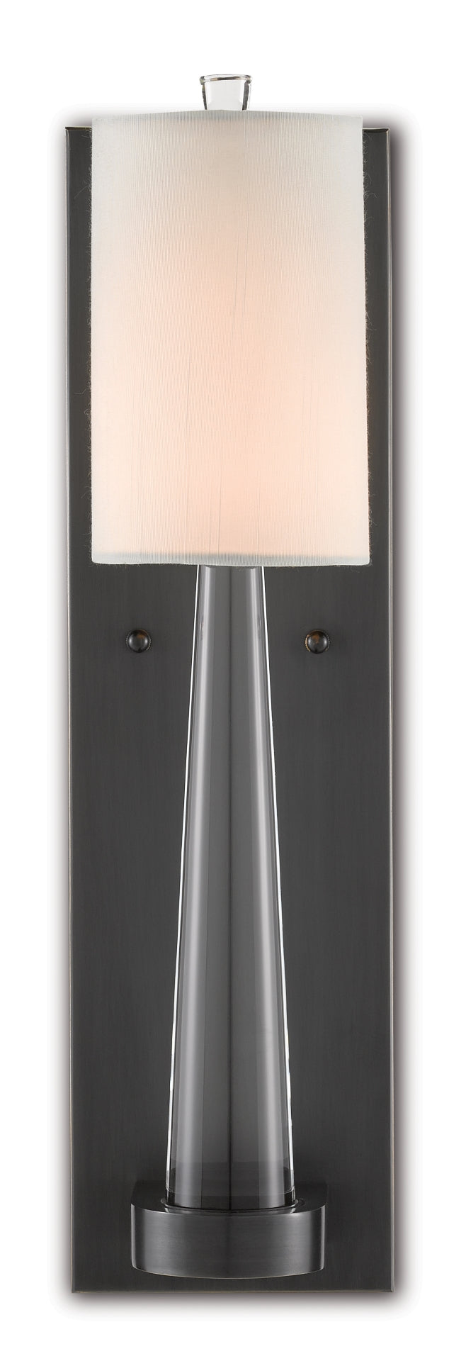 Junia Bronze Wall Sconce - Elegant Oil-Rubbed Finish with Crystal Detail and Off-White Shade, 18.5”