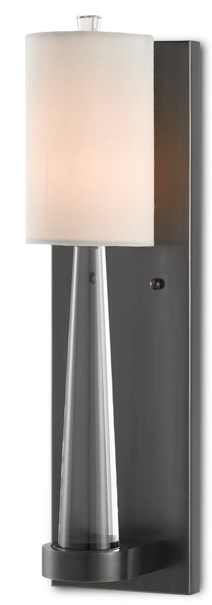 Junia Bronze Wall Sconce - Elegant Oil-Rubbed Finish with Crystal Detail and Off-White Shade, 18.5”