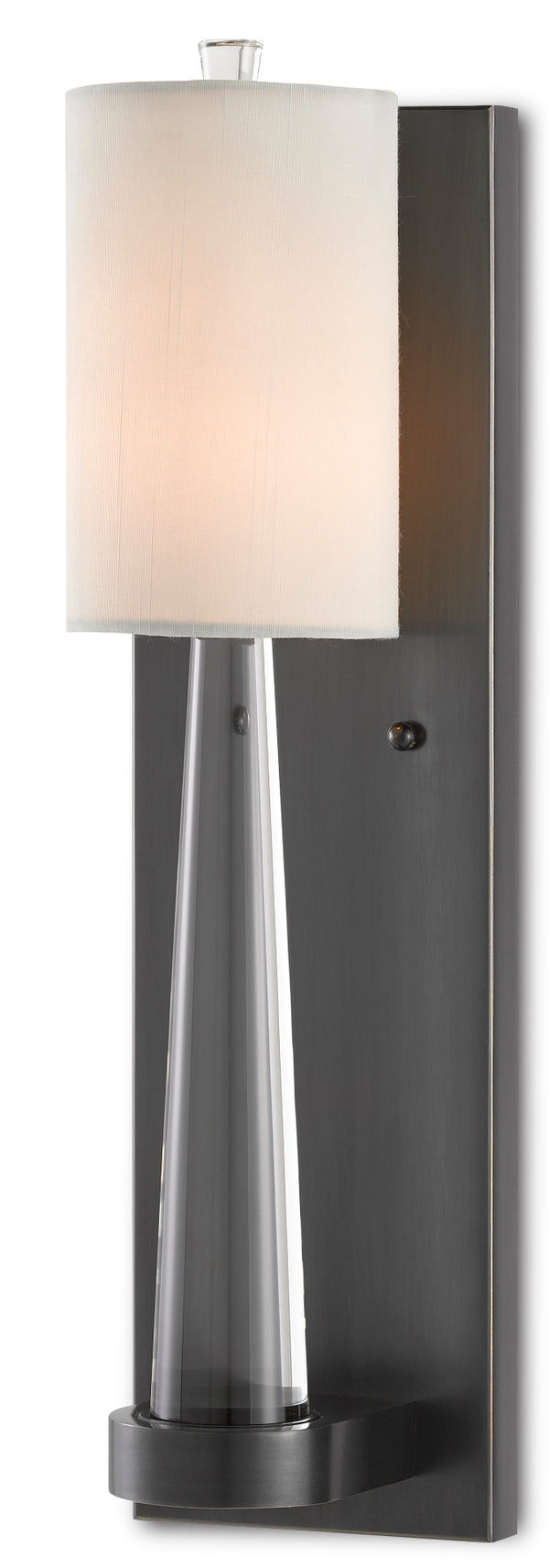 Junia Bronze Wall Sconce - Elegant Oil-Rubbed Finish with Crystal Detail and Off-White Shade, 18.5”